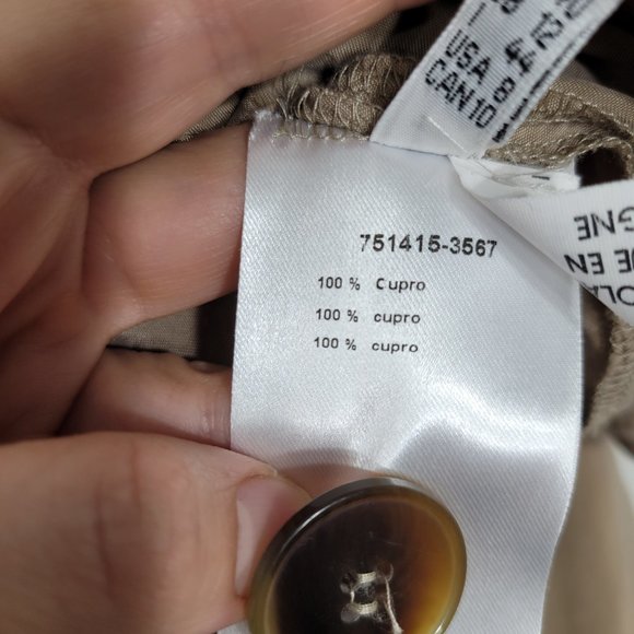 Jean Paul Barlin Tan Double Breasted Silky Neck Tie Long Sleeve Belted Jacket - Picture 4 of 13